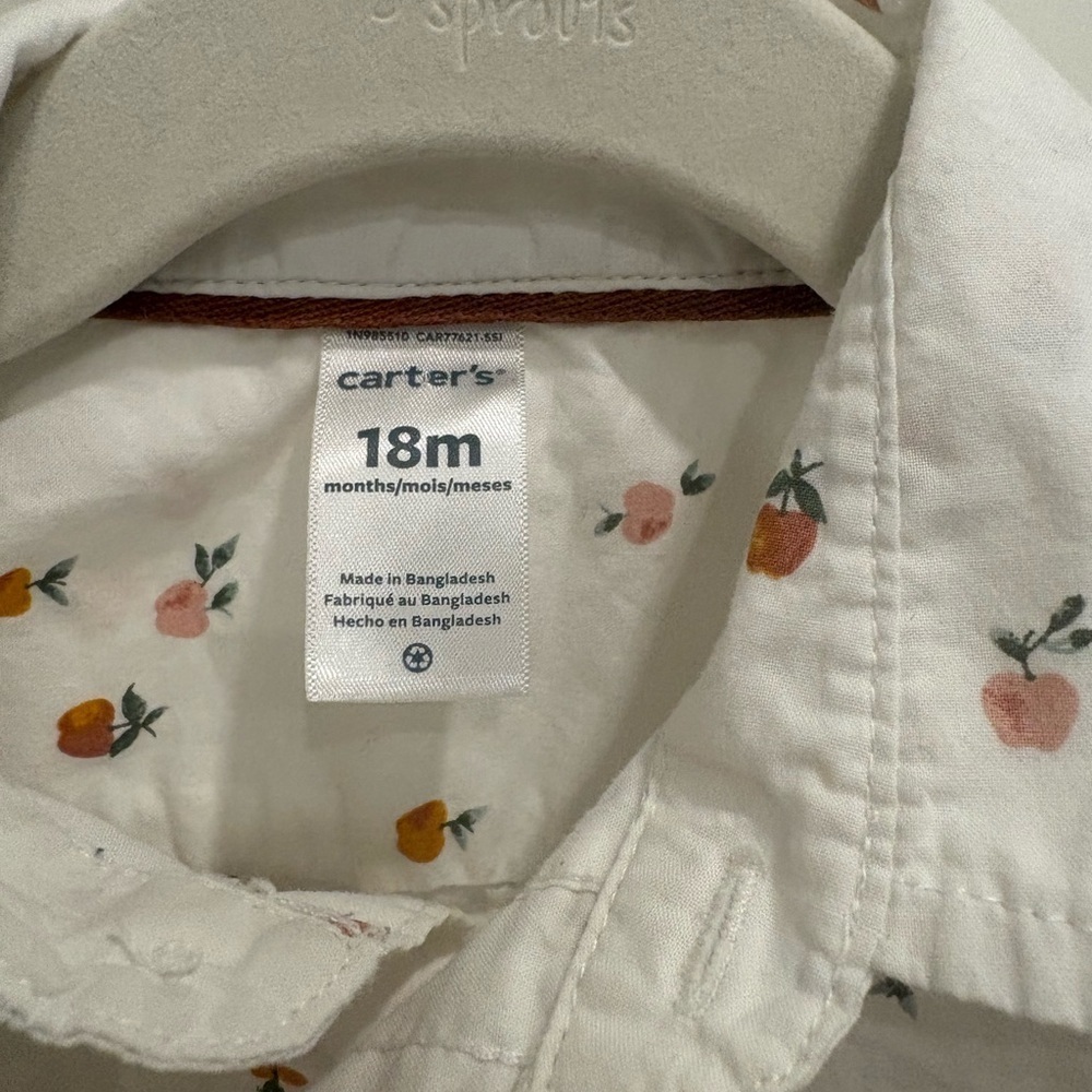 🐻 CARTER’S DRESS SHIRT PEACH ONESIE - Picture 4 of 6